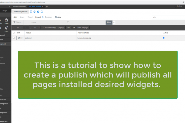 Create a publish for a component(widget)