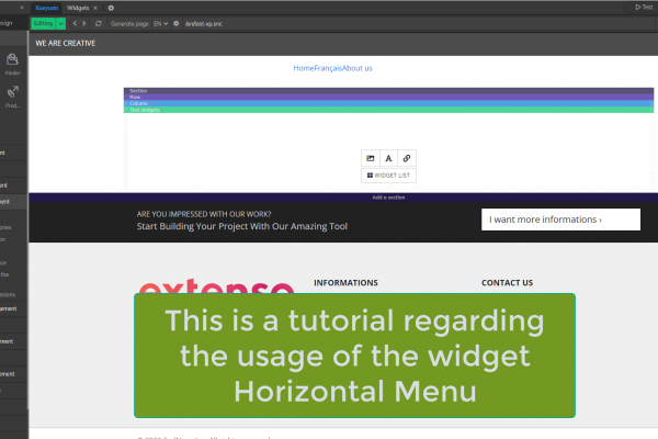 Horizontal menu Widget